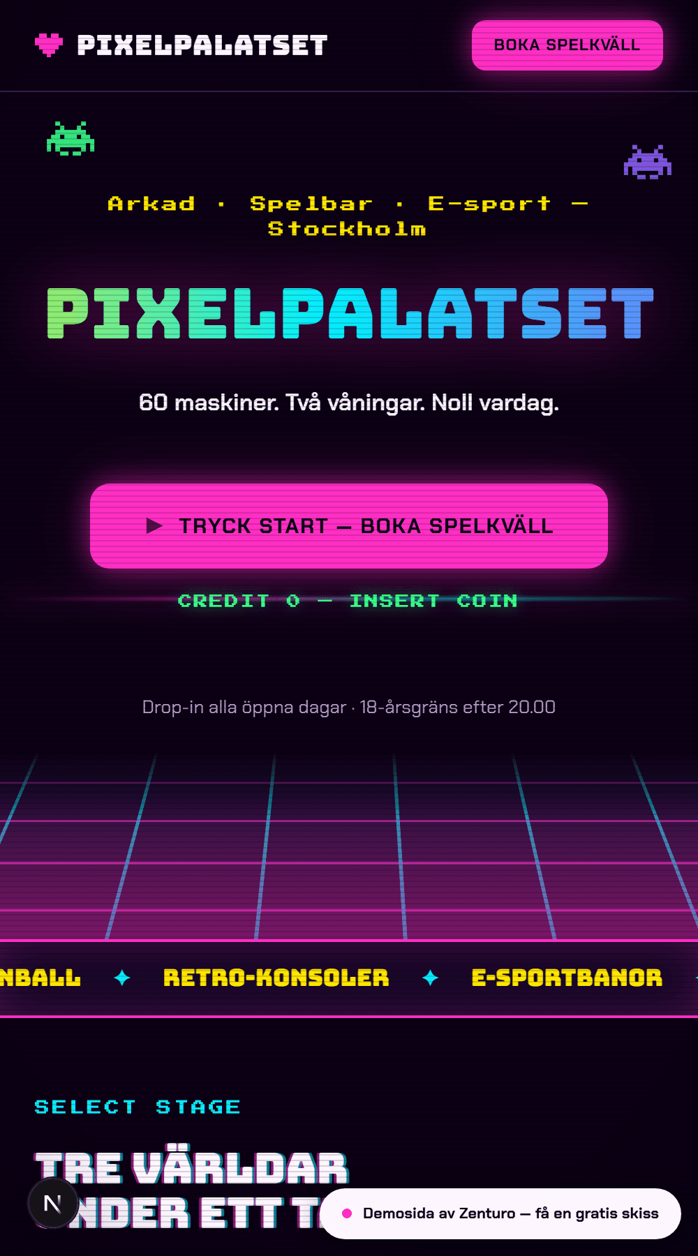 Demosida för Pixelpalatset